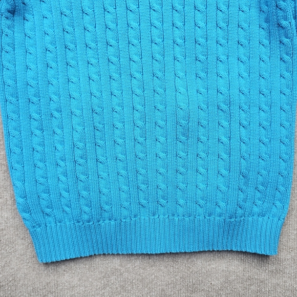 Lauren Ralph Lauren Cable Knit Full Zip Sweater L Blue RL Crest - Picture 12 of 16